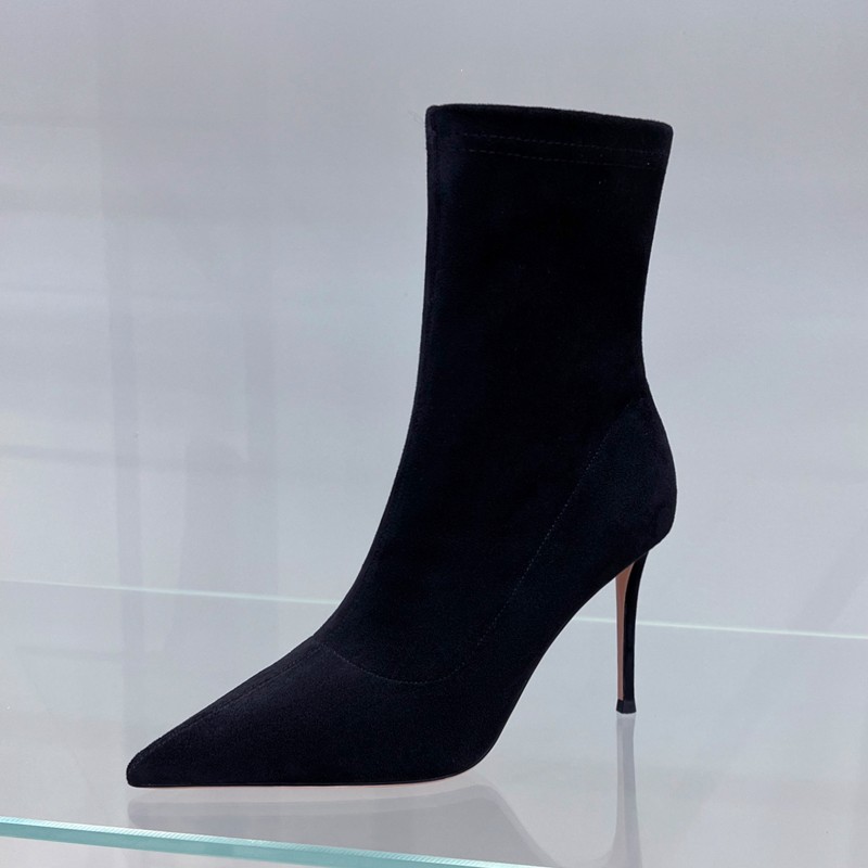 弹力瘦瘦靴2025秋冬新款女士细跟百搭尖头高跟短靴7513主图