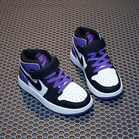 大黄蜂aj高帮休闲3~16岁童鞋2025新款真皮男孩运动鞋时尚女孩防滑