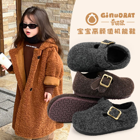 Ginuorat奇诺鼠儿童棉鞋男小童勃肯鞋秋冬新款女童二棉加绒宝宝鞋