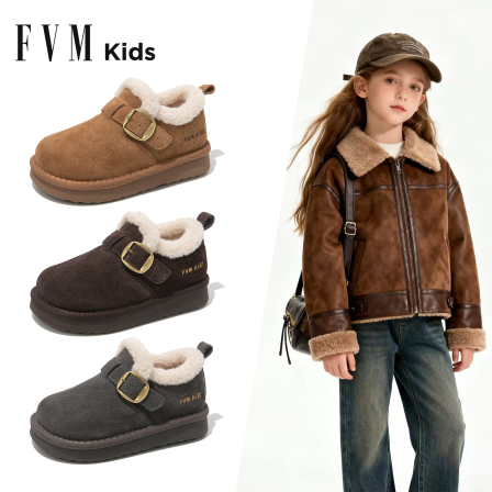 FVM女童雪地靴儿童大棉鞋子2025冬季新款加绒加厚女宝宝大童东北