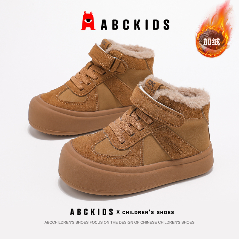 ABCkids童鞋儿童板鞋冬季加绒保暖男童二棉鞋秋冬女童高帮运动鞋主图
