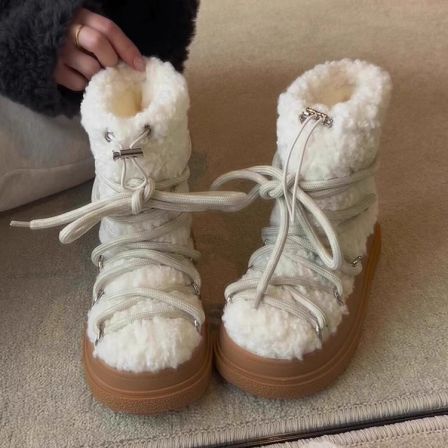 厚底加绒加厚毛毛靴子女雪地靴2025冬季新款白色爆款保暖东北棉鞋