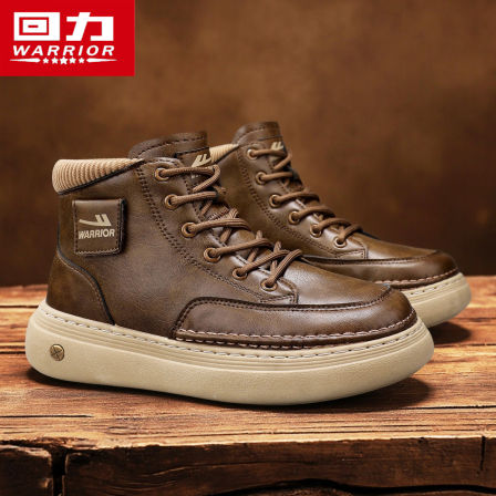 回力男鞋2025新款冬季皮面复古休闲百搭高帮潮鞋厚底防滑运动板鞋