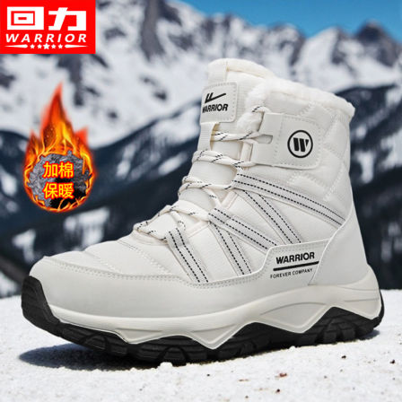 回力雪地靴男款冬季加绒保暖羽绒棉鞋防水面包棉靴皮毛一体马丁靴