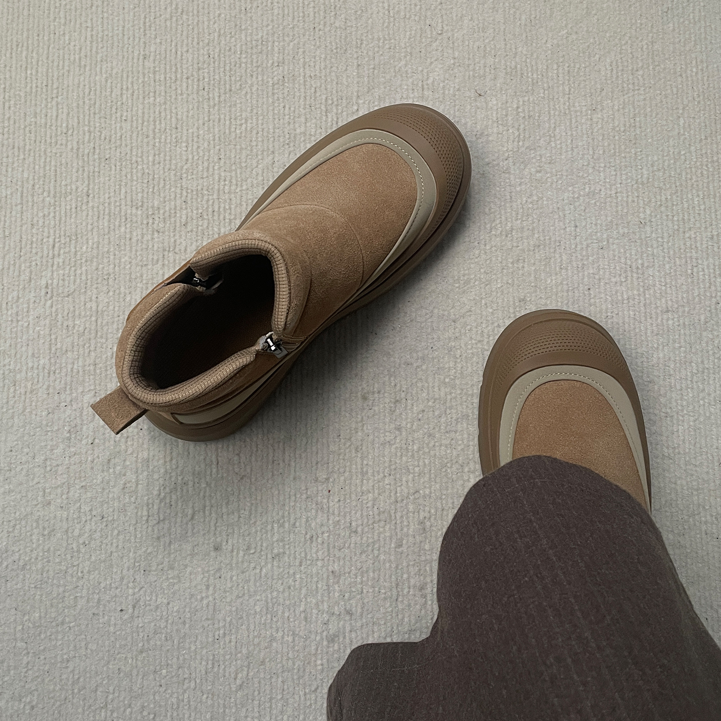 2025冬季新款拉链雪地靴男保暖加绒加厚棉鞋高帮短靴工装马丁靴潮主图