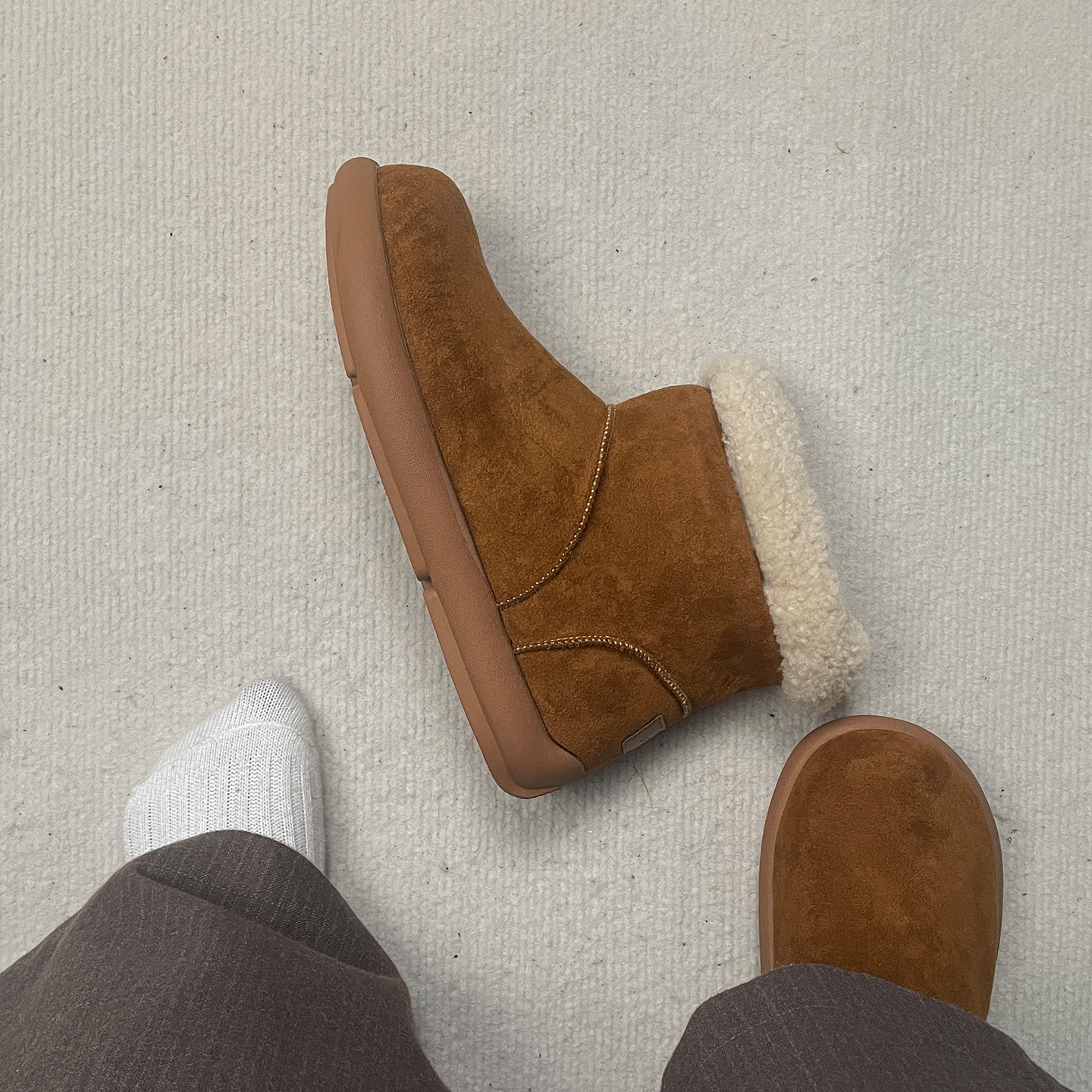 小土豆加绒棉鞋大头丑萌雪地靴男女冬季加绒加厚一脚蹬穆勒毛毛鞋主图