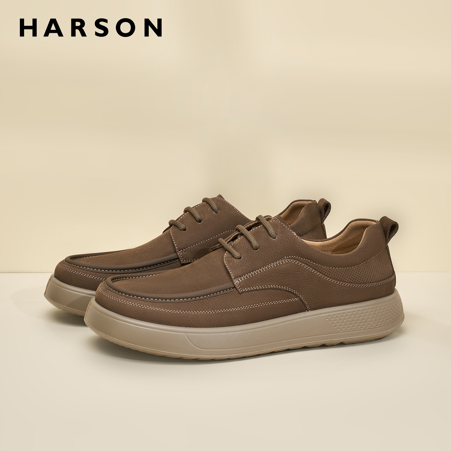 哈森秋冬男鞋2025新款户外真皮工装鞋厚底真皮男士休闲鞋软底皮鞋主图