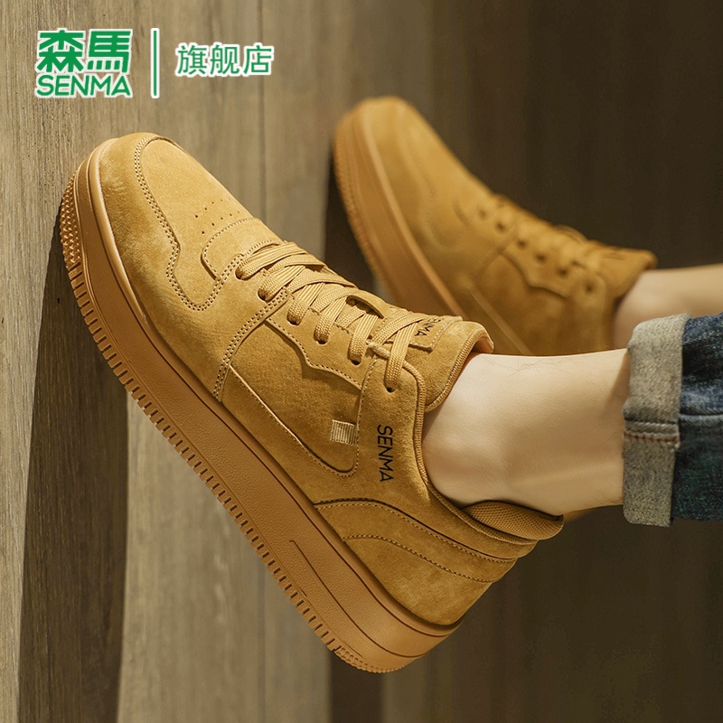 森马男鞋秋季2025新款百搭休闲板鞋男士轻便运动软底防滑真皮潮鞋主图