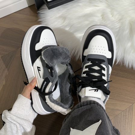 回力鞋子男款秋冬季加绒黑白板鞋情侣2025新款保暖二棉鞋小白鞋女