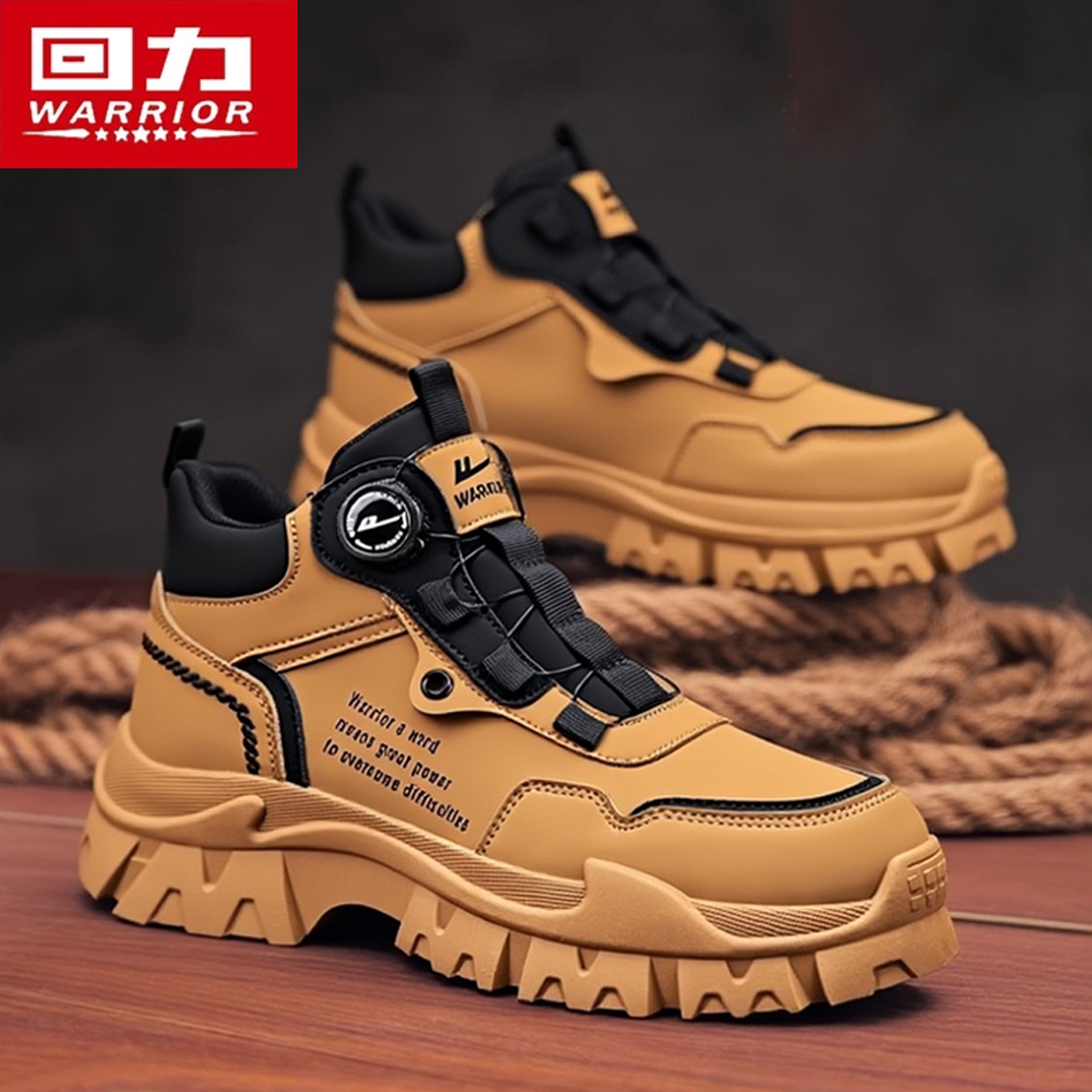 回力男鞋马丁靴2025新款秋季纽扣高帮大黄靴休闲运动登山靴子潮鞋主图