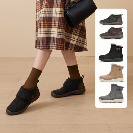 【所有姐姐的衣橱】Pansy盼喜女鞋超轻舒适软底保暖毛呢休闲百搭