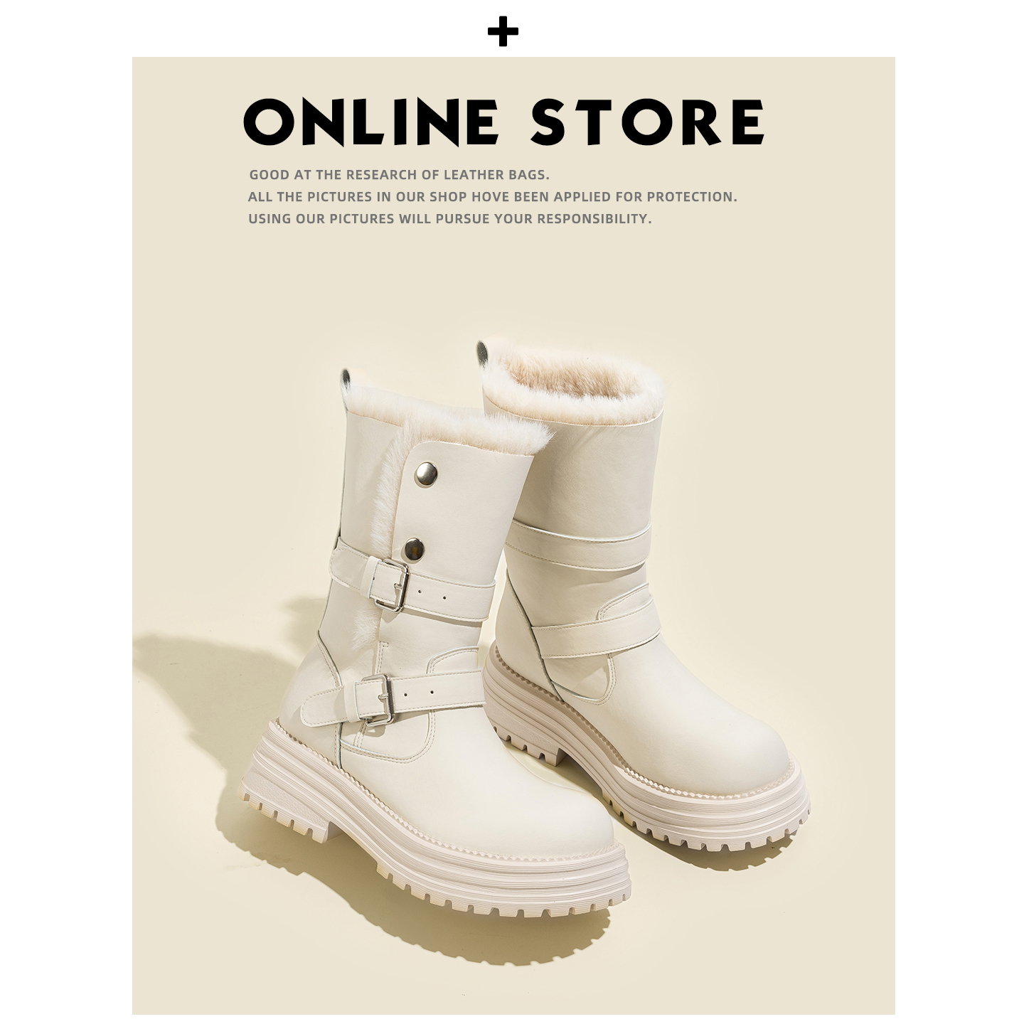 雪地靴女2025新款冬季厚底增高加绒保暖中筒棉鞋白色东北雪地靴主图