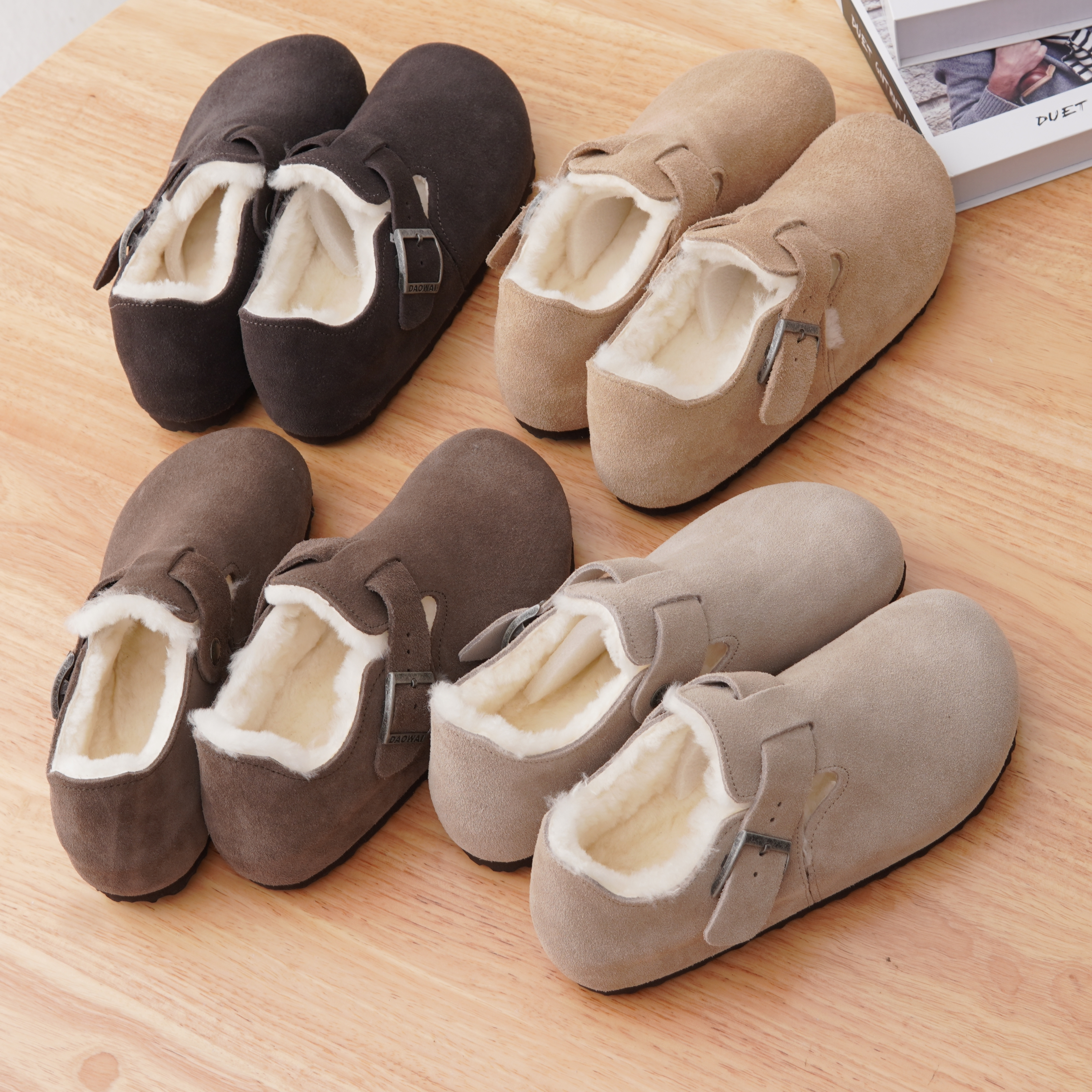 11.5「羊毛博肯·粉丝浮利」反毛牛皮+羊皮毛一体勃肯鞋 足弓支撑主图