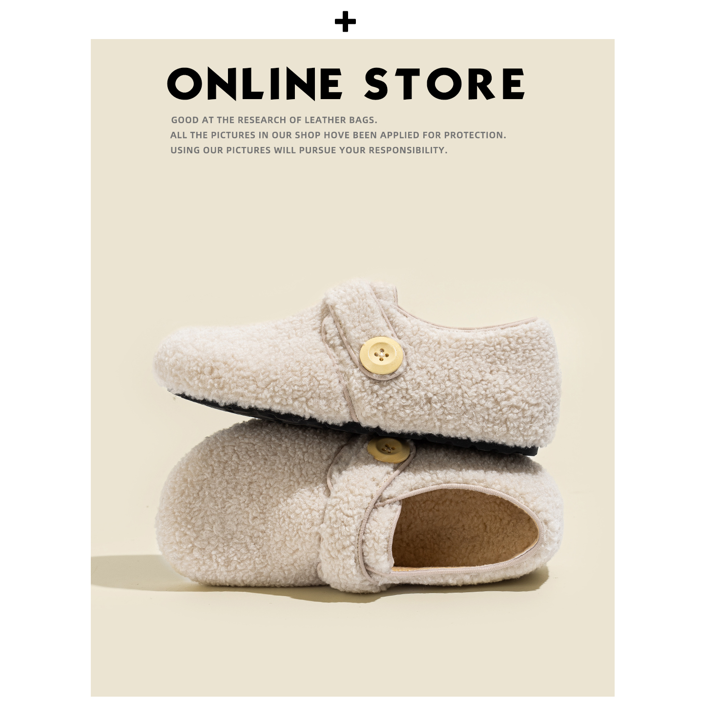 内增高加绒勃肯鞋女冬季2025新款纽扣魔术贴复古毛绒保暖毛毛棉鞋主图