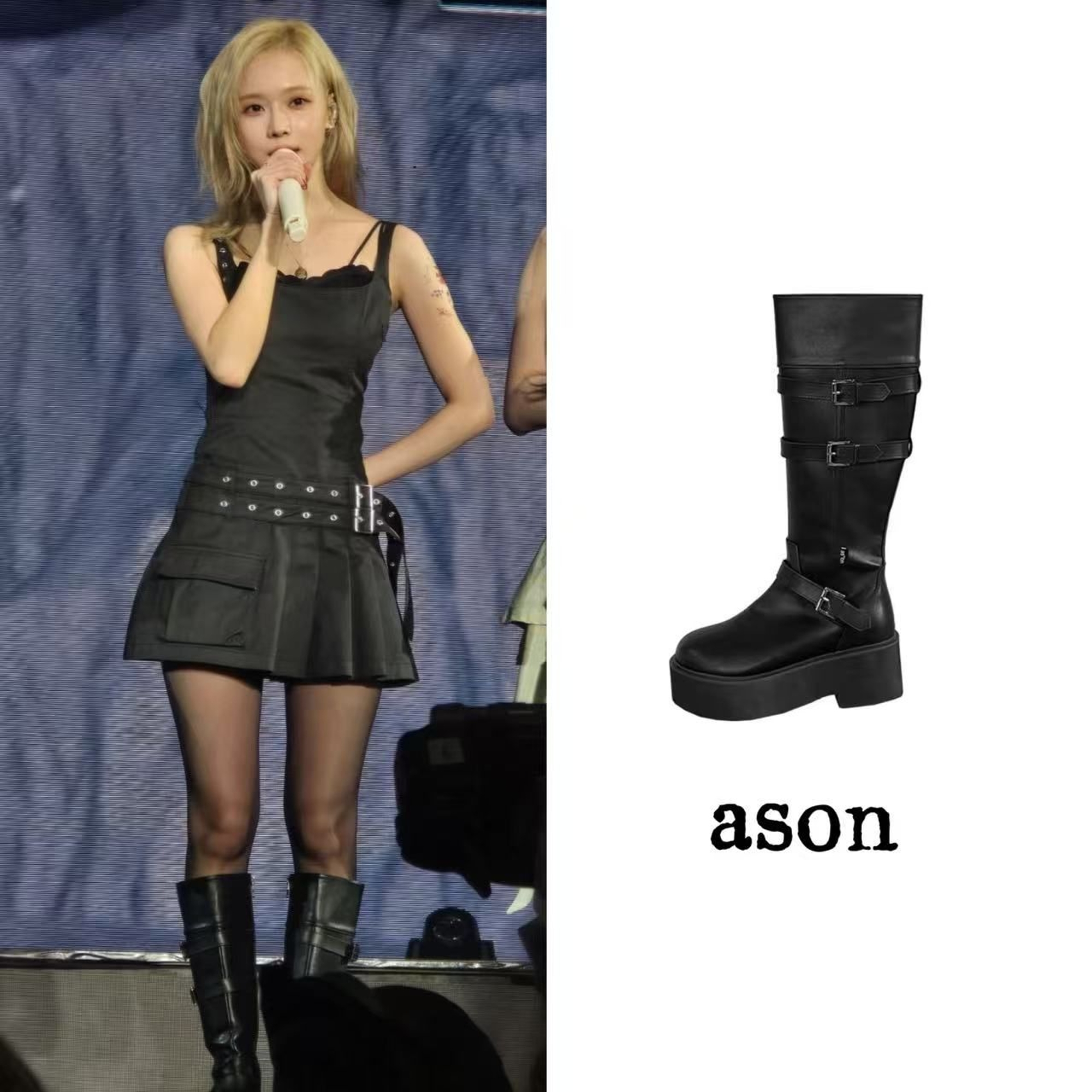 韩国正品 ason 1110405 【金炆庭/柳智敏同款】方跟皮革长靴主图