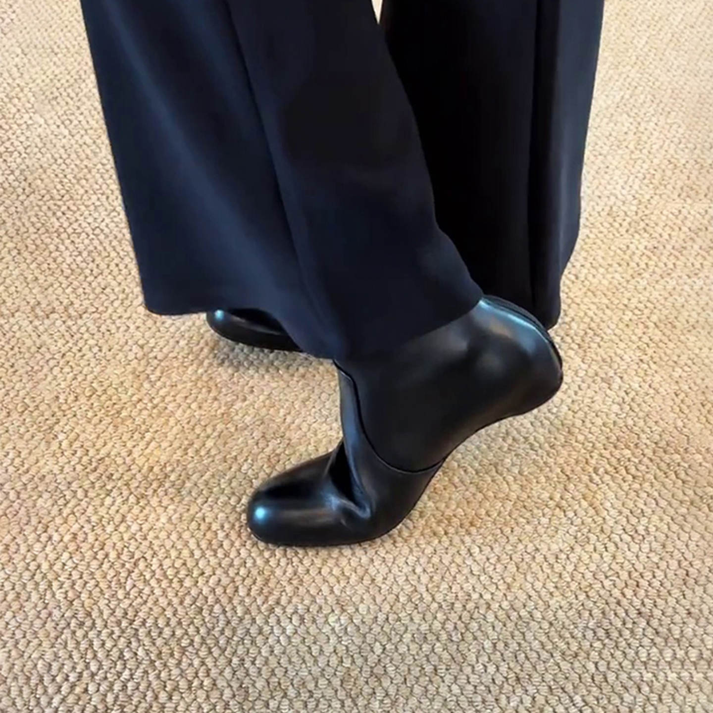 牛皮版~复古圆头气质粗跟短靴女后拉链显瘦通勤弹力瘦瘦靴小裸靴主图