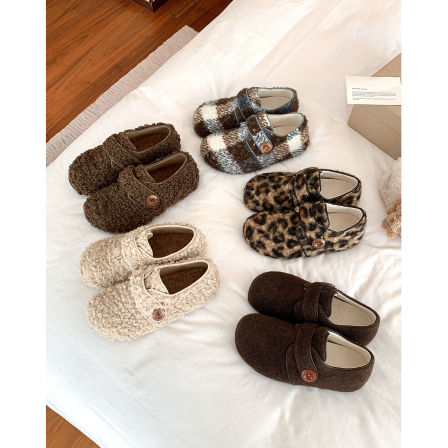 【绿皮卡】内增高勃肯毛毛鞋2025新款百搭纽扣魔术贴秋冬保暖棉鞋