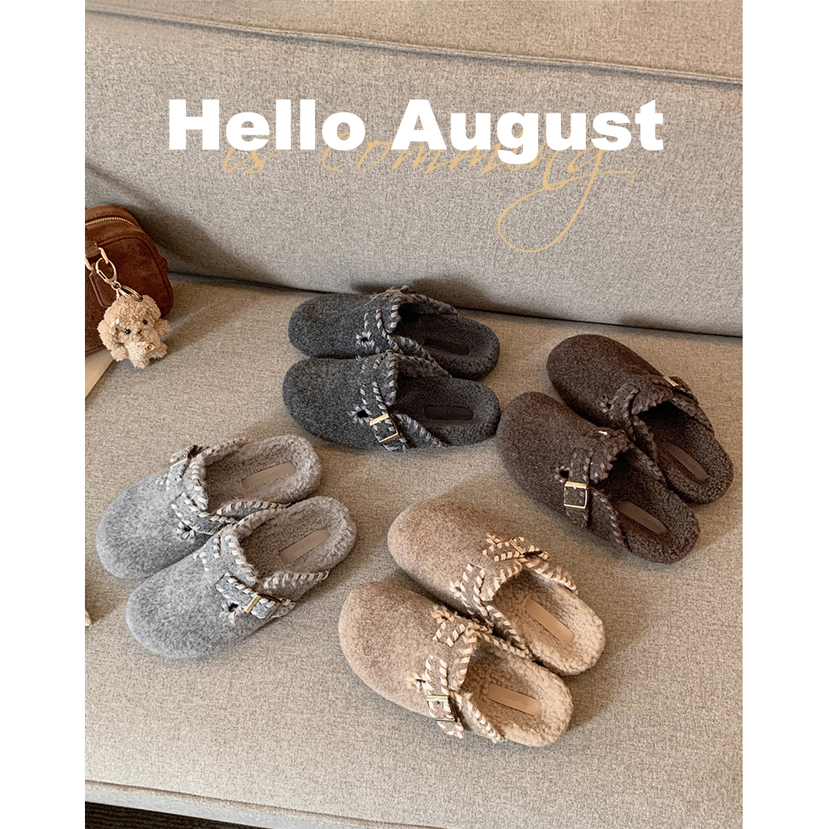 加绒勃肯鞋女外穿2025新款冬季保暖棉鞋毛毛鞋厚底博肯拖鞋雪地鞋主图