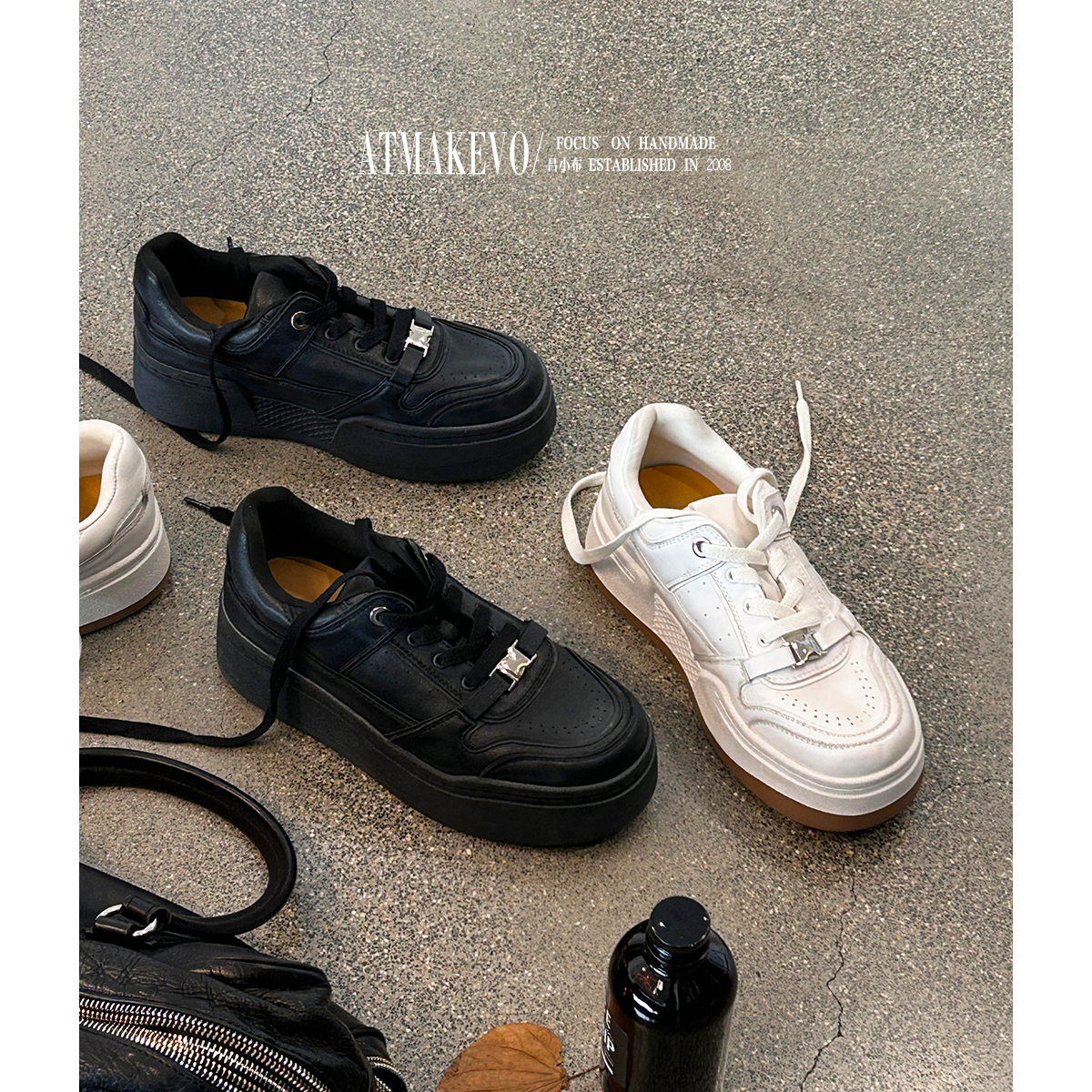 吕小布 | 经典小白鞋  秋冬御寒厚底复古时尚面包休闲运动板鞋女主图