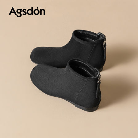 奥古狮登复古短靴女2025新款秋冬季百搭西部靴休闲短靴时尚绒面靴