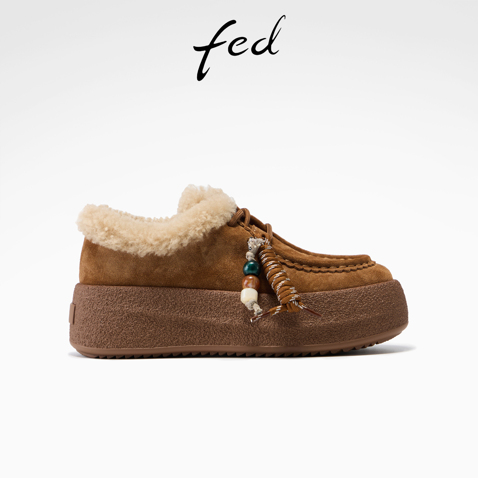 fed加绒袋鼠鞋女冬季新款女鞋休闲单鞋复古厚底鞋女款S1022-YA199主图