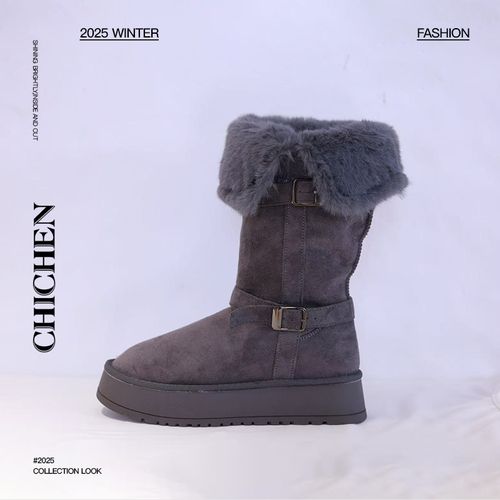 CHICHEN-氛围毛毛-绒面雪地靴厚底两穿加厚加绒加厚皮带扣靴子主图