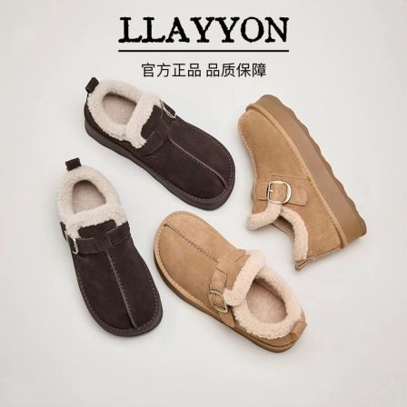 西班牙LLAYYON 复古加绒厚底雪地靴女2025新款冬季保暖勃肯33508