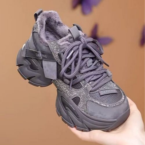 达芙妮2025秋冬新款毛茸茸加绒老爹鞋厚底增高时尚复古女鞋LL主图