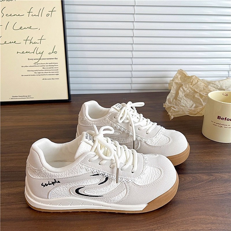 2025秋季新款透气德训鞋女薄荷绿软底百搭休闲轻便小白鞋女主图