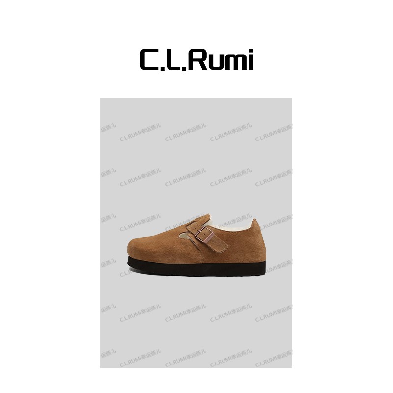 【Rumi精选】“小太阳”秋冬加厚圆头進口牛反毛一体保暖勃肯鞋7329pj主图