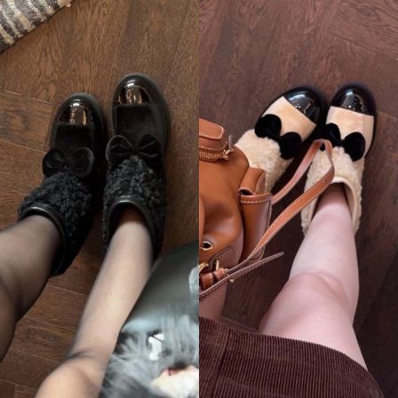 【mimius】U25N滑雪系列蝴蝶结羊毛加绒中短筒靴(跟高4.5cm)WG11302