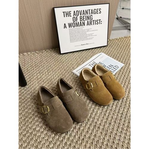 梓铭-3336~冬季暖阳～加绒真皮全包勃肯鞋厚底3.5公分雪地靴女冬  主图