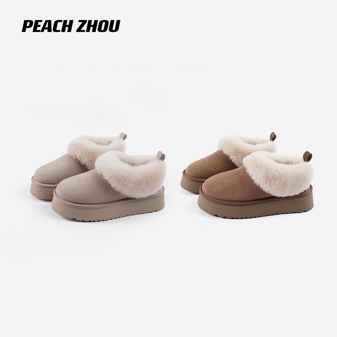 『PEACHZHOU』羊皮毛一体厚底雪地靴休闲保暖显高显瘦加厚棉鞋主图