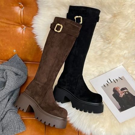 糖糖 | 弹力瘦瘦靴 | 2026新款韩版平底小个休闲长筒靴;EDX55951