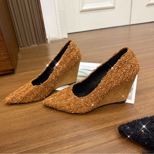 9公分四季通用常规款法式坡跟鞋尖头春夏细跟秋冬浅口气质时尚主图