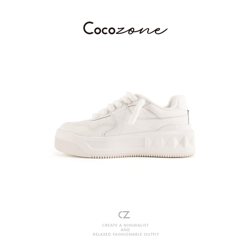 COCO ZONE 刘 一一 质感皮革纯色系带休闲鞋 CD2A2829主图