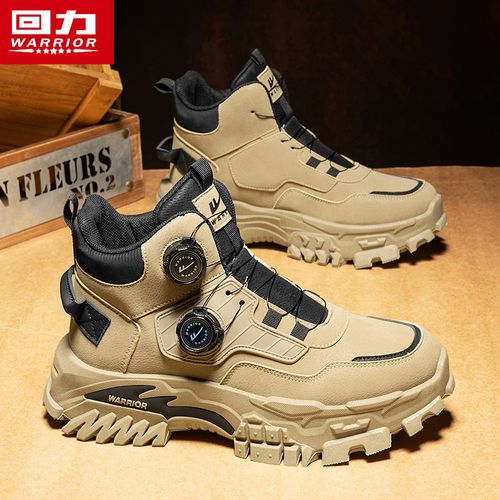 回力男鞋秋季高帮马丁靴男款复古工装男靴户外防滑耐磨登山大黄靴主图