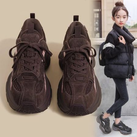 女童老爹鞋2025新款秋冬款儿童运动鞋中大童加绒休闲鞋女孩二棉鞋