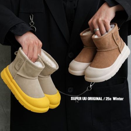 SuperUU真皮儿童雪地靴冬季韩版真毛男女童靴子加绒加厚羊毛棉鞋