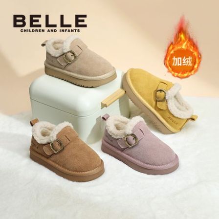 百丽儿童新款时尚加厚雪地靴棉鞋潮流短靴防滑童鞋RK0287