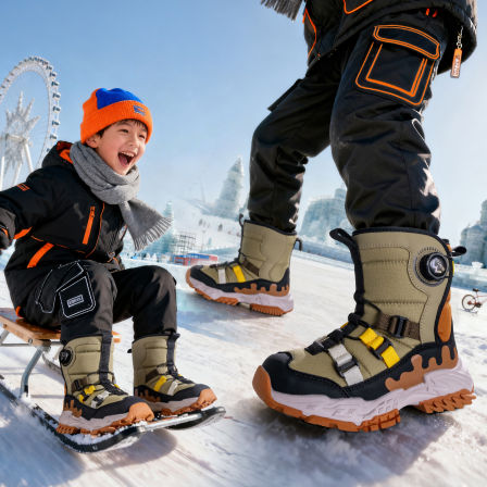 保暖雪地靴儿童加绒加厚防寒靴防水防滑冬季东北男女童旅游大棉鞋