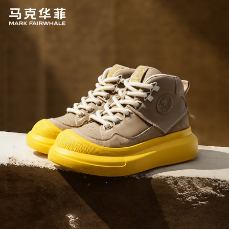 马克华菲高帮鞋男鞋新款冬季加绒保暖棉鞋男厚底增高男生雪地靴女