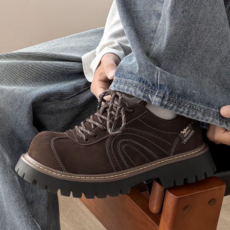 英伦风复古德比鞋男增高拼接休闲皮鞋高级感朋克时尚厚底大头鞋潮