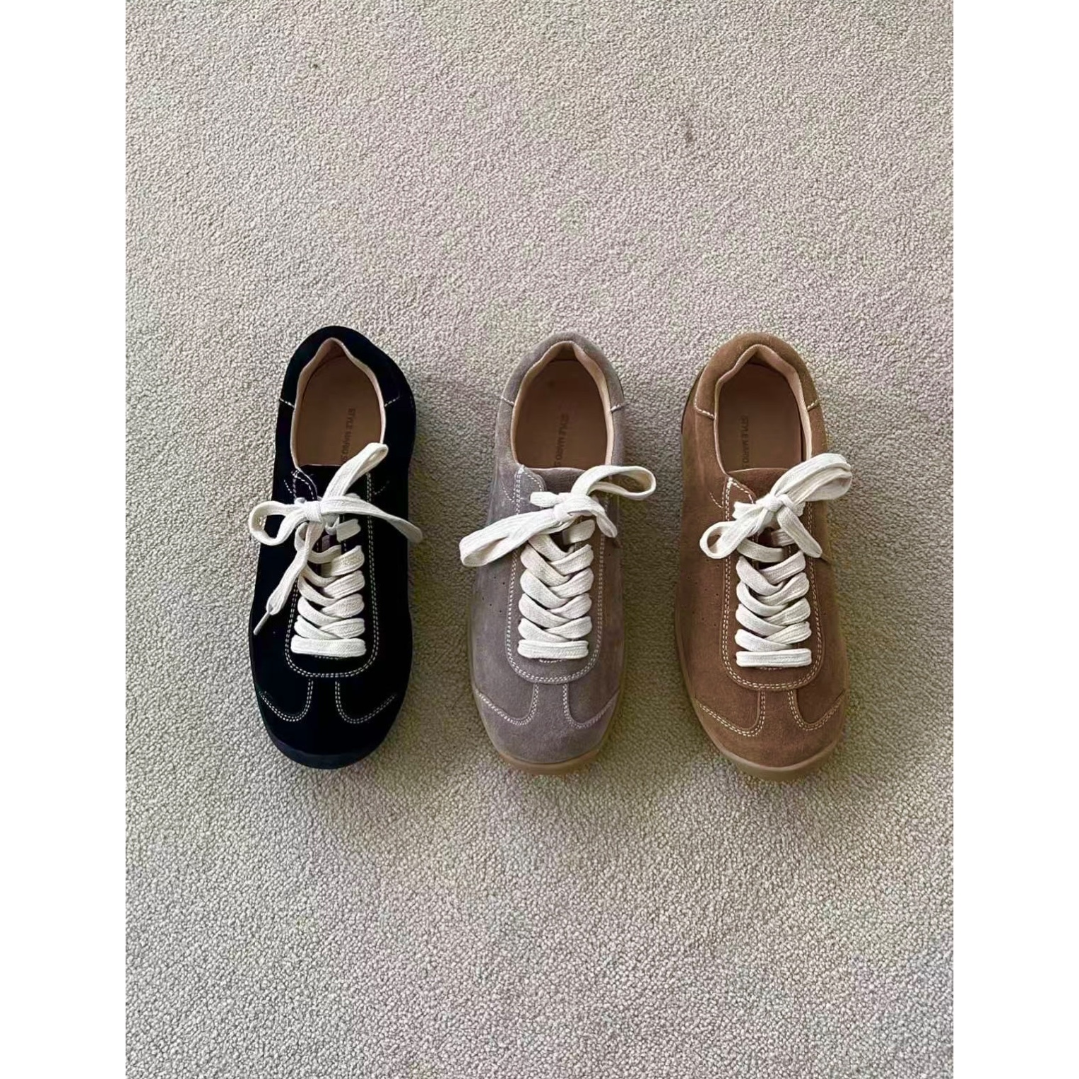 About nice 韩国代购 ins爆款 牛皮三色运动鞋 推荐主图