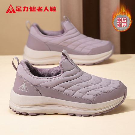 足力健老人鞋旗舰店正品冬季中老年加绒保暖防寒棉鞋妈妈雪地靴女