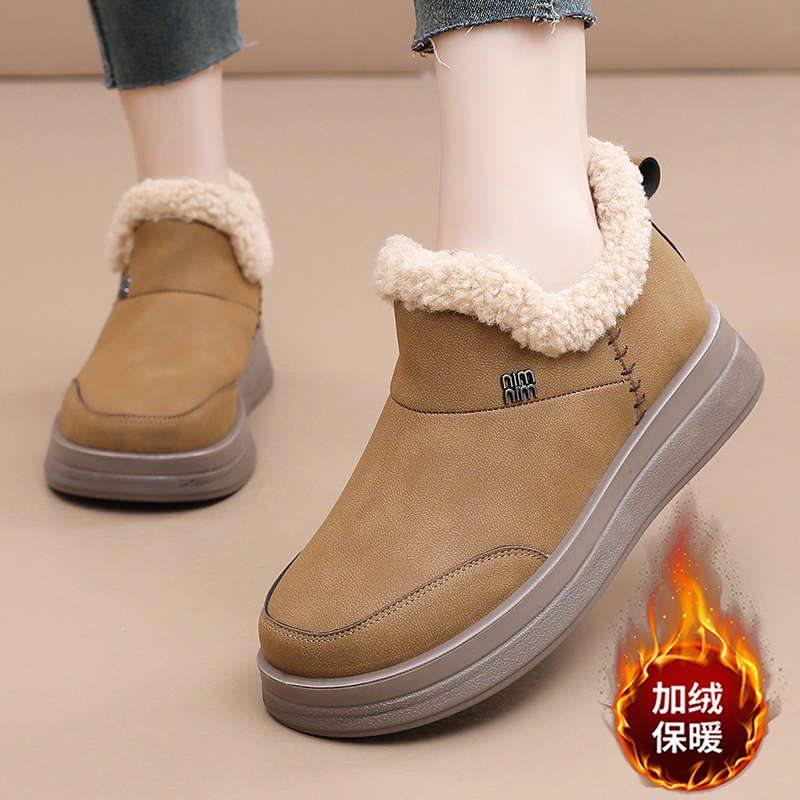 张凯丽老人棉鞋女冬季加绒加厚妈妈鞋防滑舒适保暖一脚蹬毛毛棉靴主图