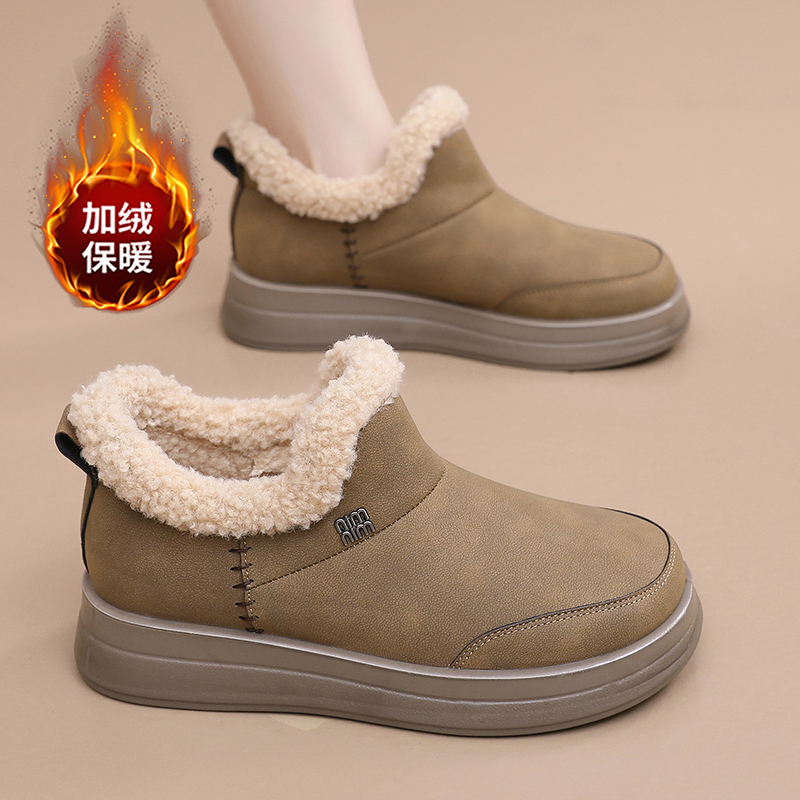 张凯丽老人棉鞋女款冬季加绒加厚防寒雪地靴保暖防滑一脚蹬妈妈鞋主图
