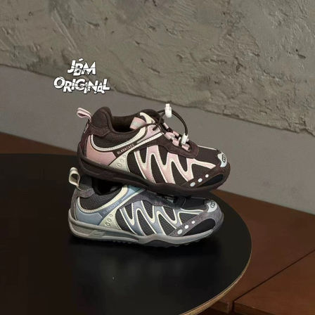 JBM正品2025冬新款粉粽德训板鞋儿童潮鞋男女童软底一脚蹬运动鞋