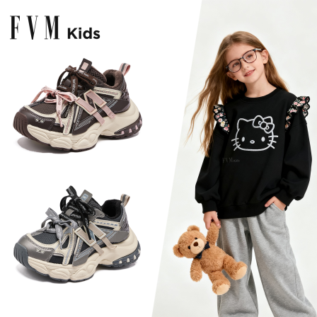 FVM女童鞋子儿童加绒运动鞋2025新款秋冬季大童老爹软底二棉冬鞋