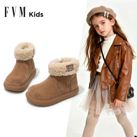 FVM女童雪地靴儿童大棉鞋子2025新款冬季加绒加厚女宝宝勃肯冬靴